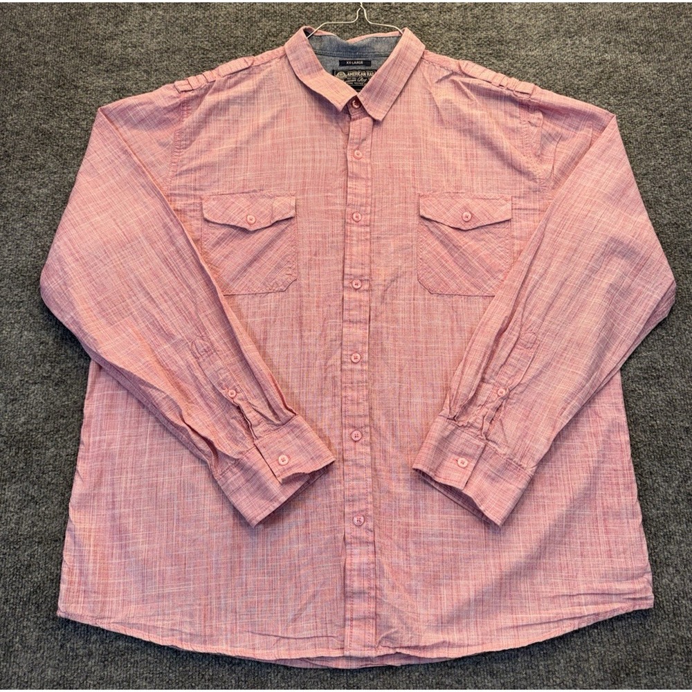 American Rag Men's XXL Pink Long Sleeve Button Up Shirt 100% Cotton 2XL